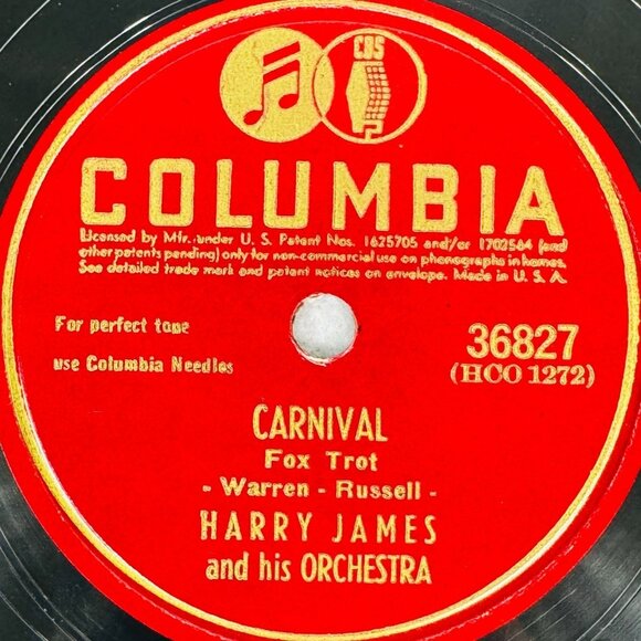 Harry James 11:60 P.M. / Carnival 10 Inch Shellac 78 RPM Columbia 36827 - Picture 4 of 4
